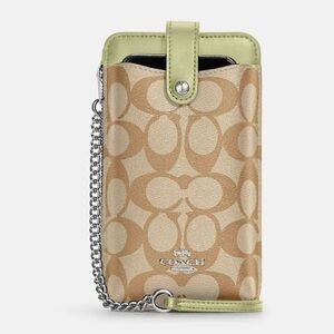 Coach Bag Phone/Wallet Crossbody Signature Canvas 100% Leather